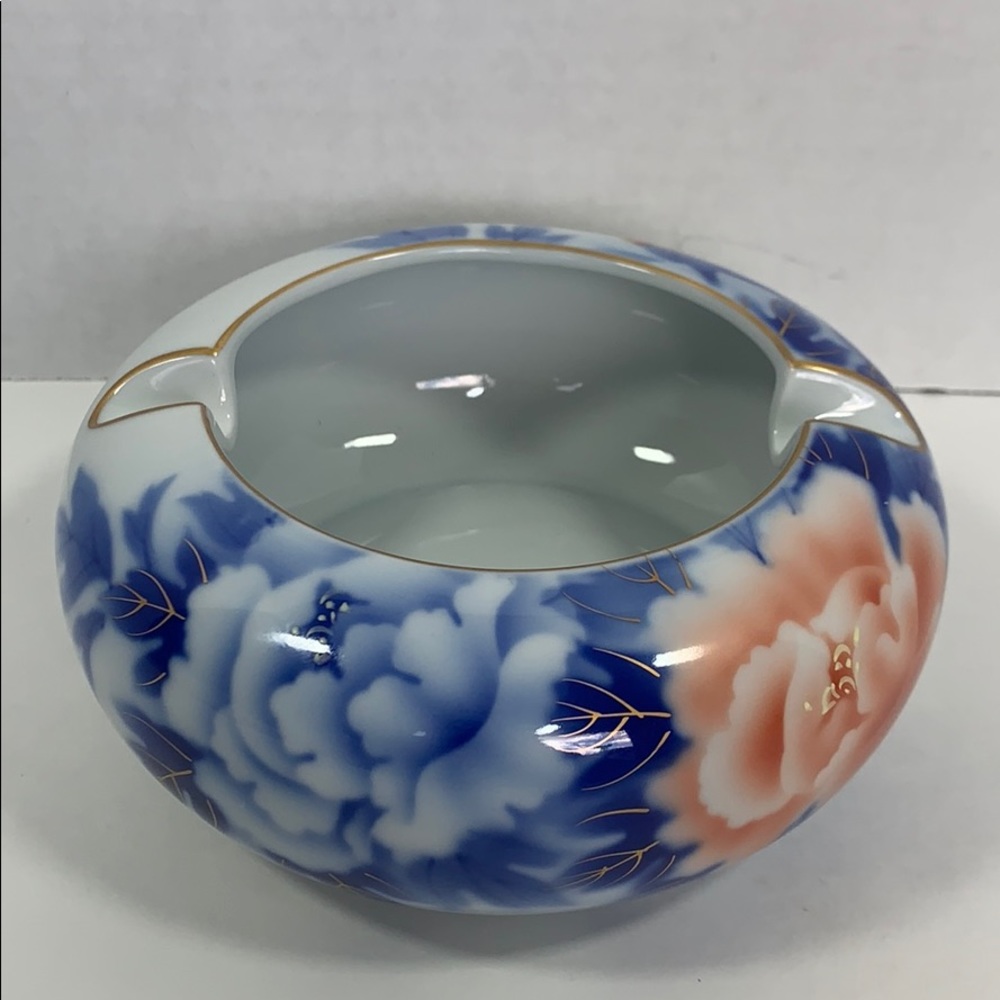 Japanese fukagawa setii porcelain ashtray rose